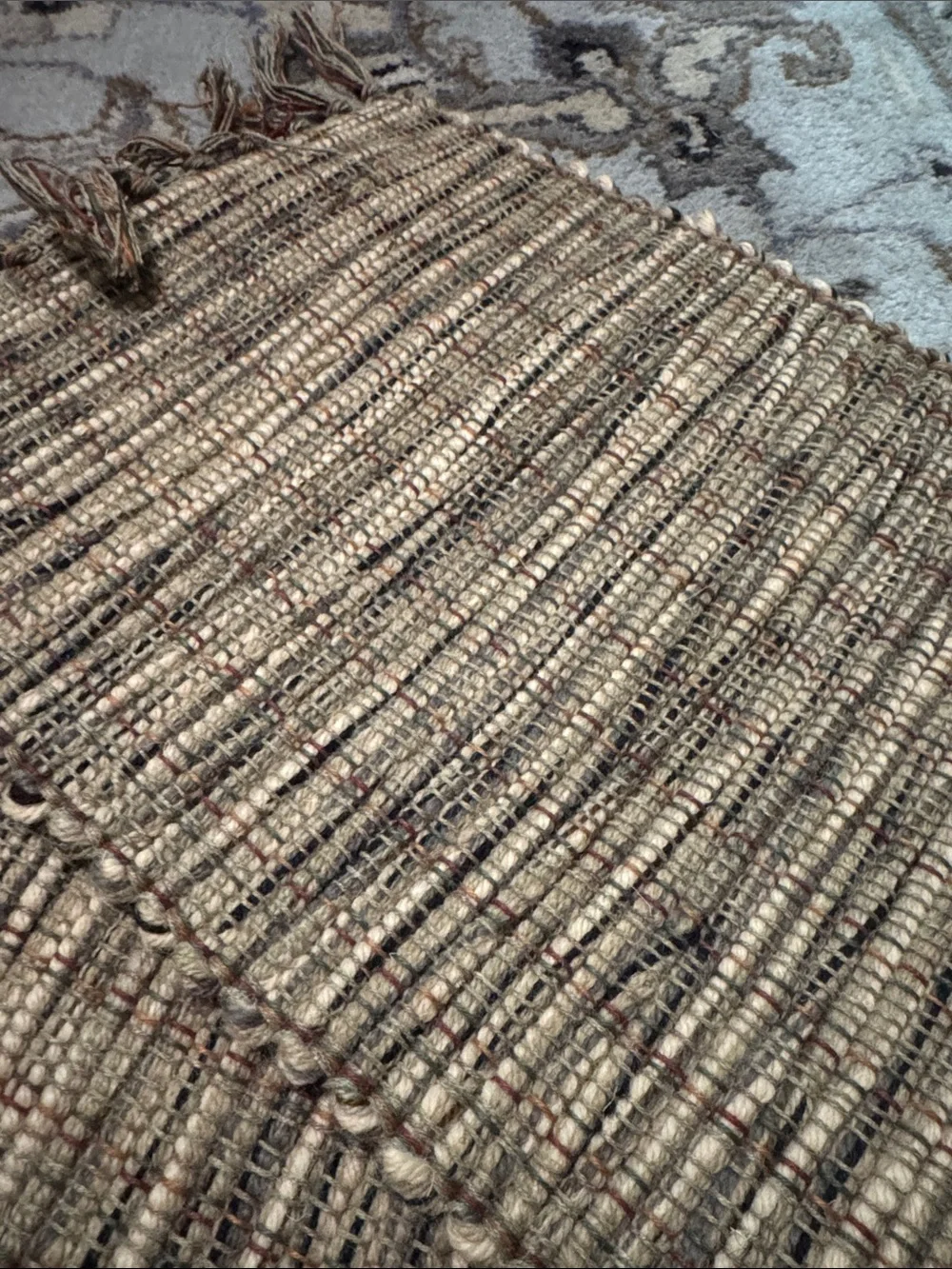 NWT, Handmade Wool/Cotton table runner, 63”x11”